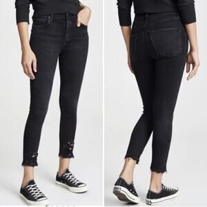 Agolde Sophie Skinny High Rise Crop Black Stretchy Jeans size 28